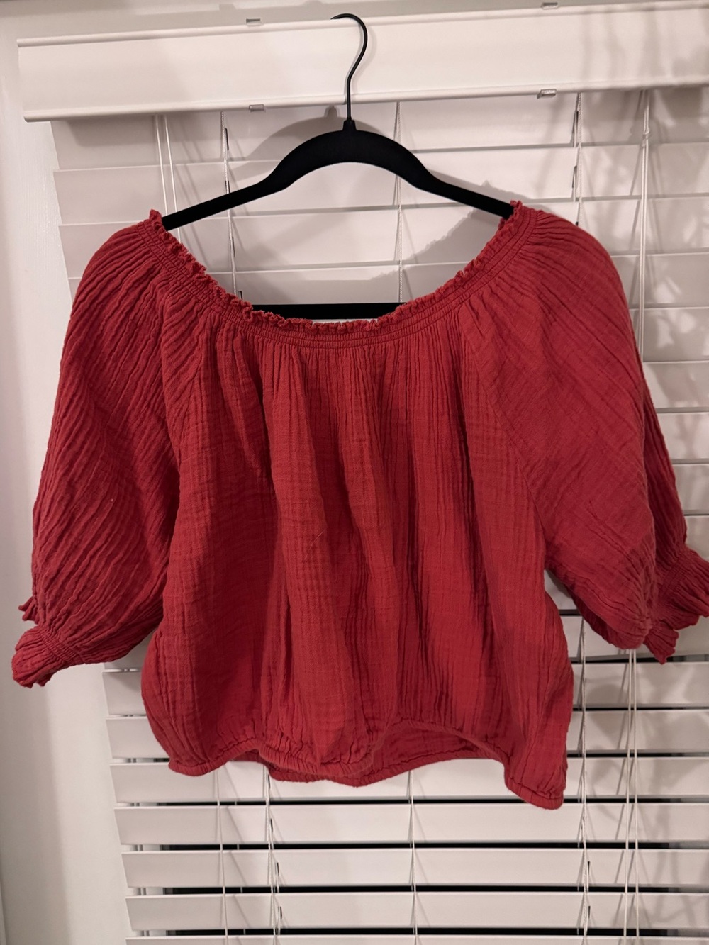Curator SF Puff Sleeve Crop Top in Paprika